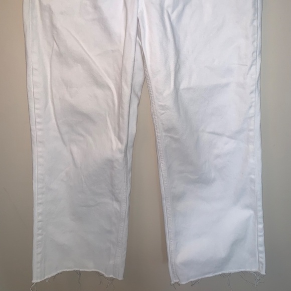 Zara Crossover Waist Wide Leg Cropped White Jeans 2 - Picture 5 of 11
